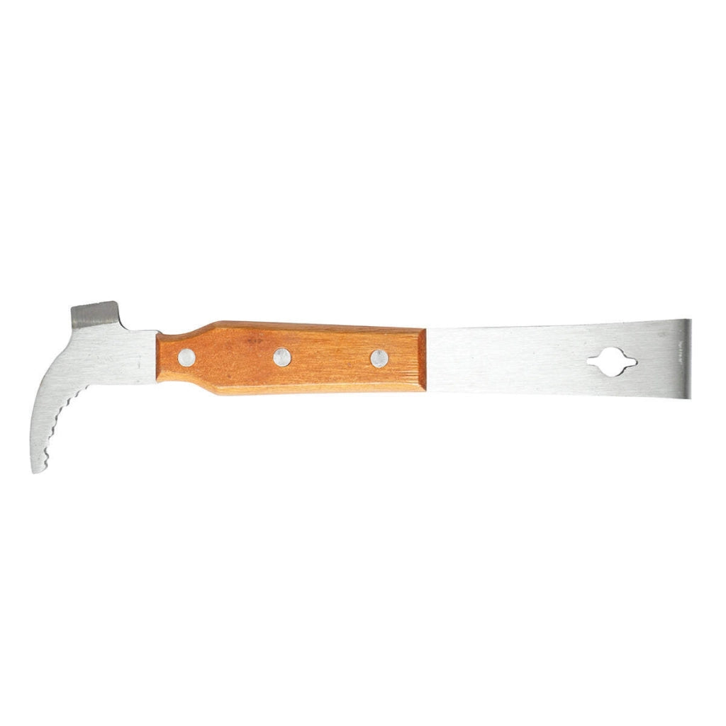 Raschietto per Apicoltura in acciaio inox con manico in legno e scala tipo L, 260 mm.