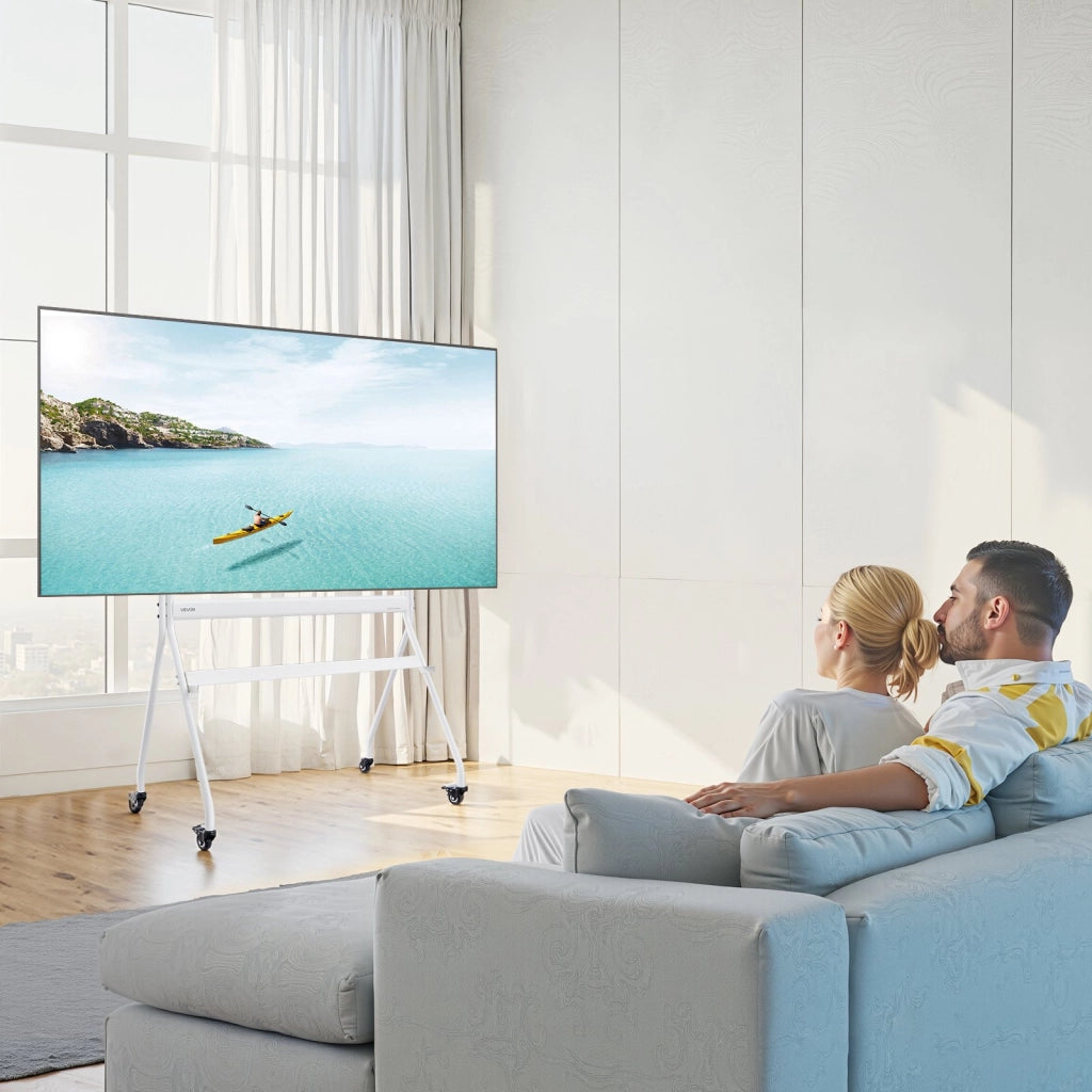 Carrello Supporto TV da Pavimento TC105 con Ripiano per TV 35-100 Pollici VESA 800x600 mm Robusto Carico 90 kg Salvaspazio per Casa Ufficio