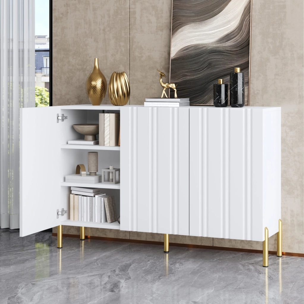 Sideboard 3 ante 120x35,5x80 cm con ripiani regolabili bianco HAVRYA