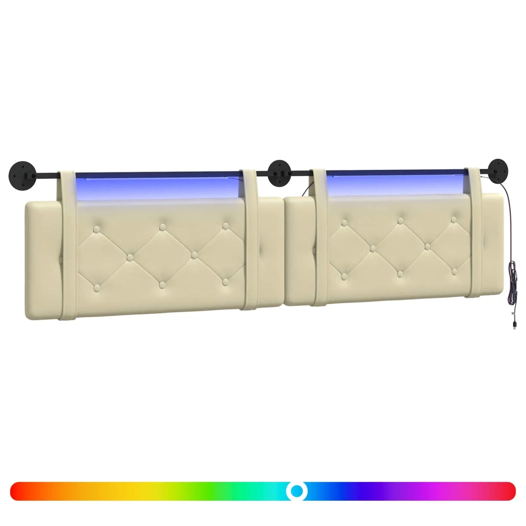 Testiera sospesa Con luce LED Crema Similpelle 3424260