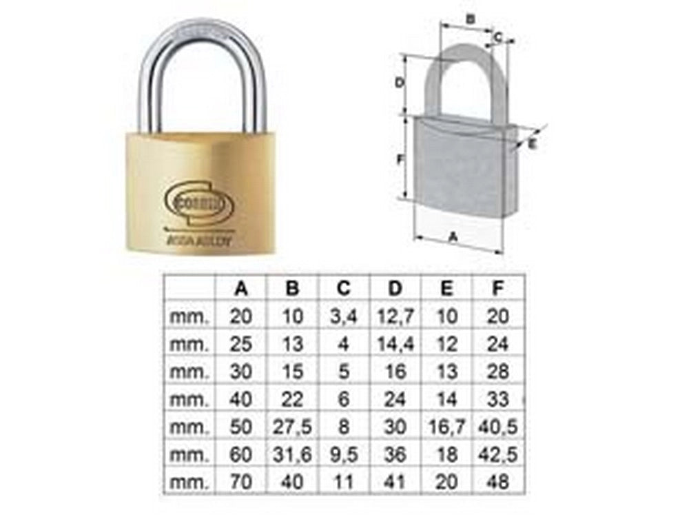 12pz lucchetto ottone arco normale prium pl110 - mm.40 (pl1104000) cod:ferx.fer172073