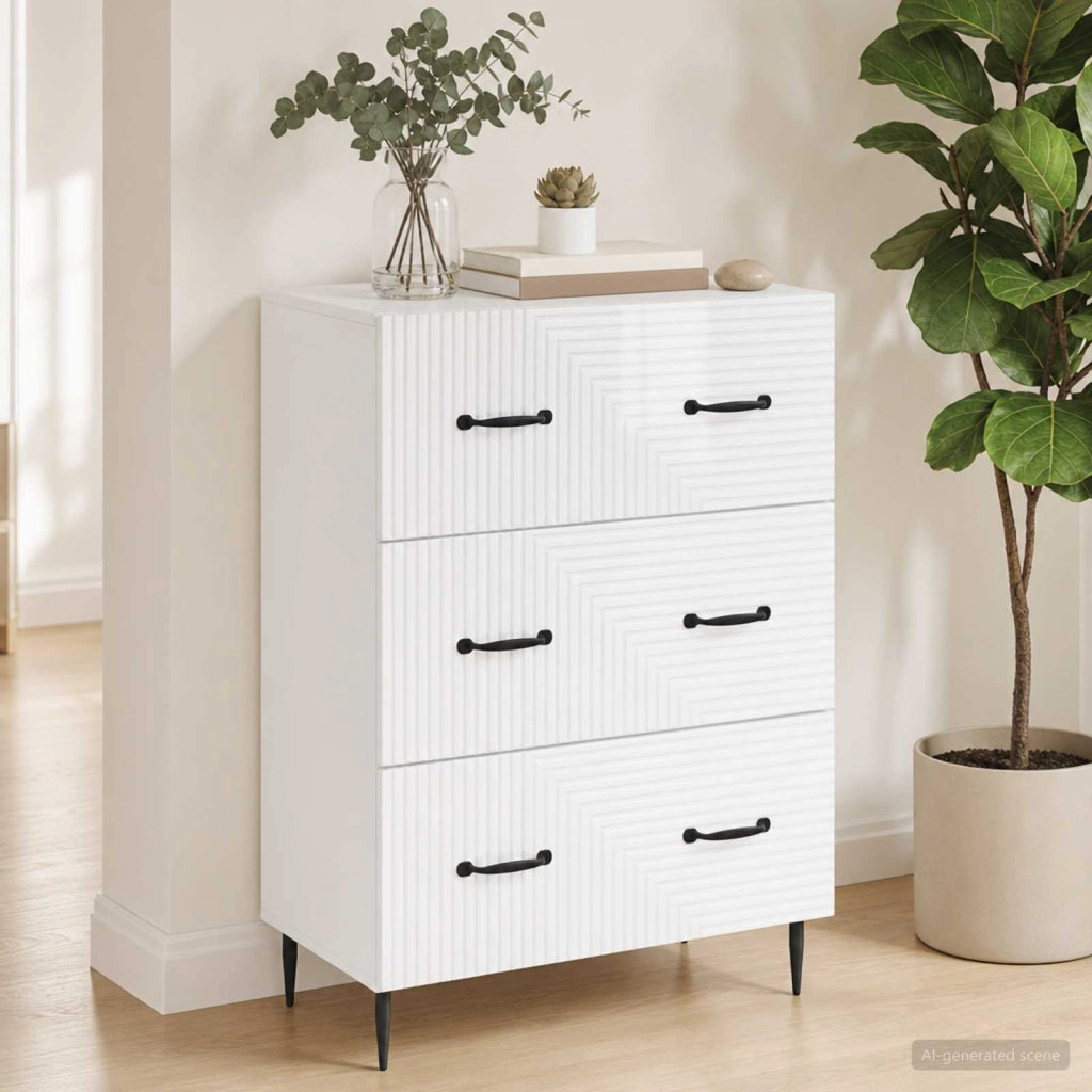 Mobile con Cassetti Bianco Lucido 66 x 34,5 x 89,5 cm 894839