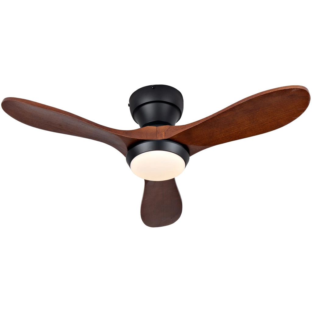 Ventilatore da soffitto da 36 pollici con luce LED regolabile e telecomando, nero e noce scuro