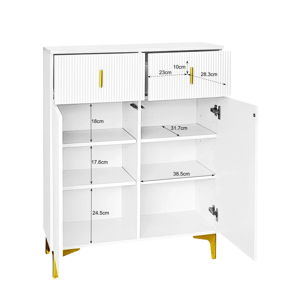 SIDEBORAD Armadio con 2 cassetti e 2 ante 83x35x101 cm Bianco