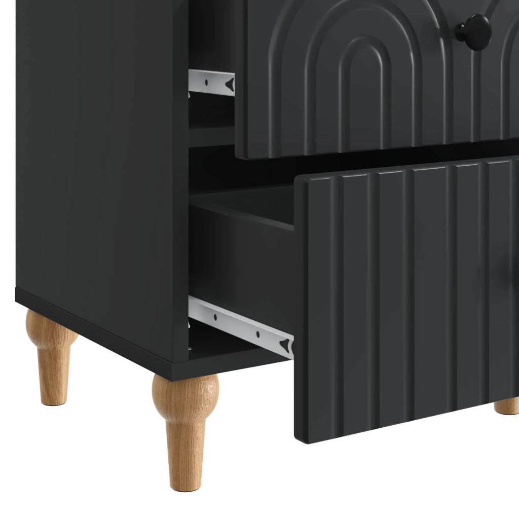 Comodino | Armadio da Notte | Mobiletto da notte Nero 43 x 34,5 x 48 cm Legno ingegnerizzato