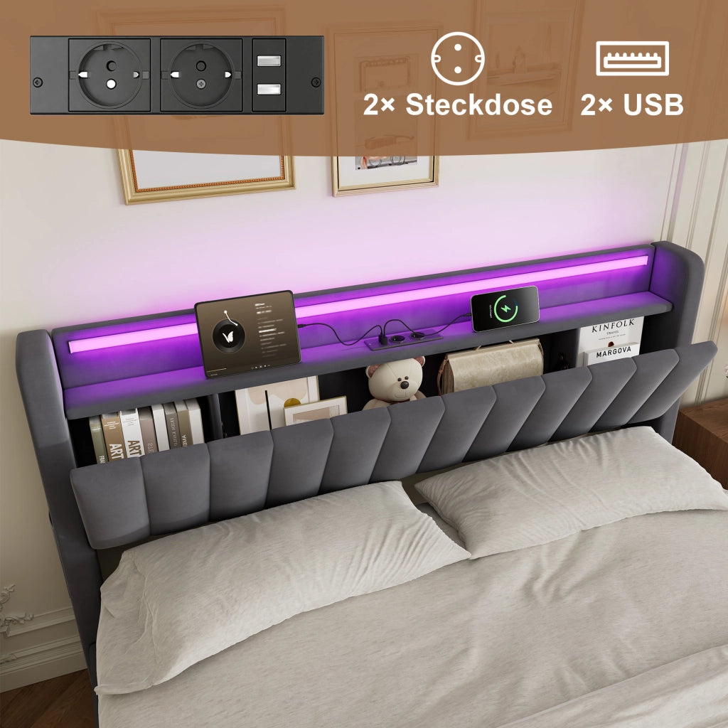 Letto contenitore 180x200 cm, colore grigio
