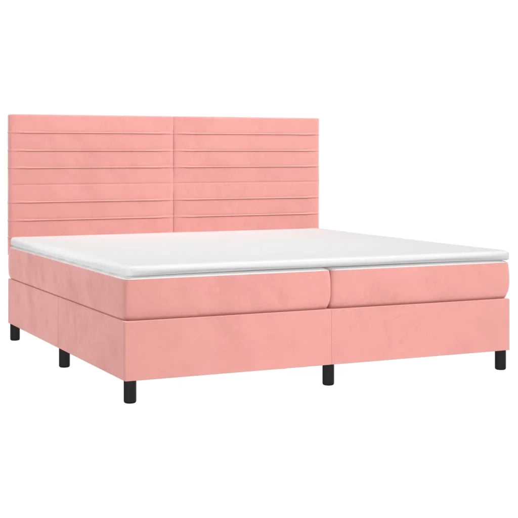 Letto a Molle con Materasso e LED Rosa 200x200 cm in Velluto 3136208