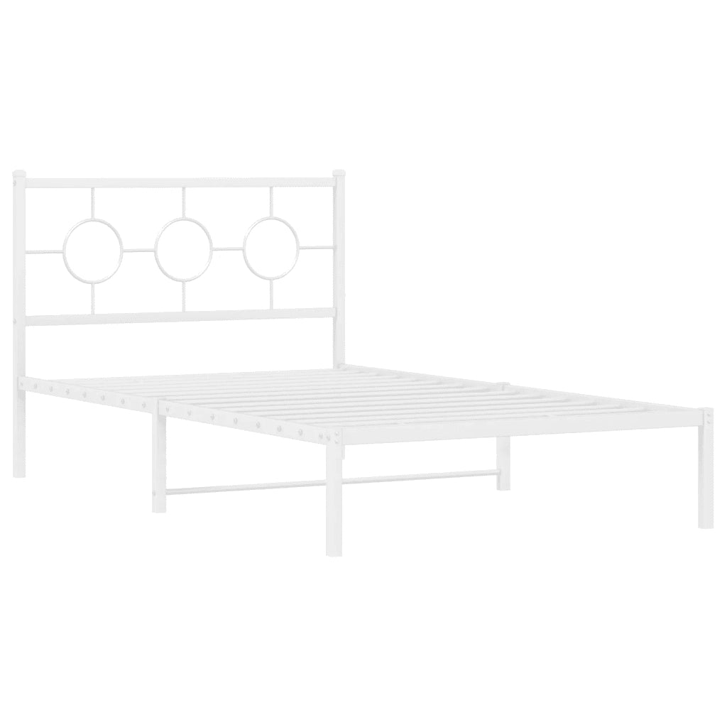 Letto singolo | Letto per adulti | Giroletto con Testiera e Pediera Metallo Bianco 107x203 cm