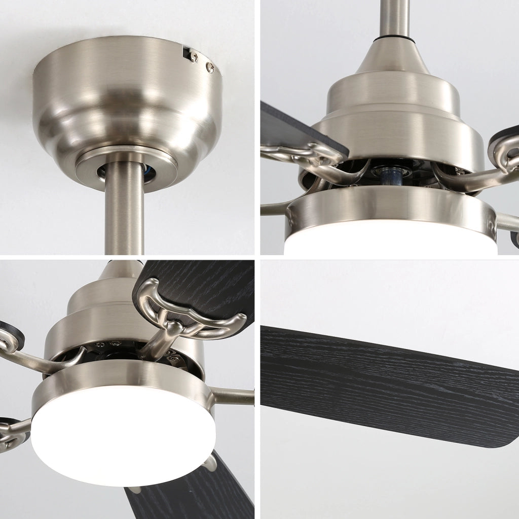 Ventilatore a soffitto YEAVIO 52" con LED dimmerabile, 6 velocità, 5 pale, telecomando e motore DC reversibile