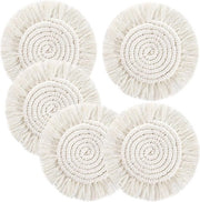 Onderzetters per 6, sottofondi in cotone, sottofondi bohemien, sottofondi rotondi, sottofondi in vetro con macramè, sottofondi per bicchieri, sottofondi per tazze, sottofondi per tavola, sottofondi per bar, sottofondi per bicchieri in vetro