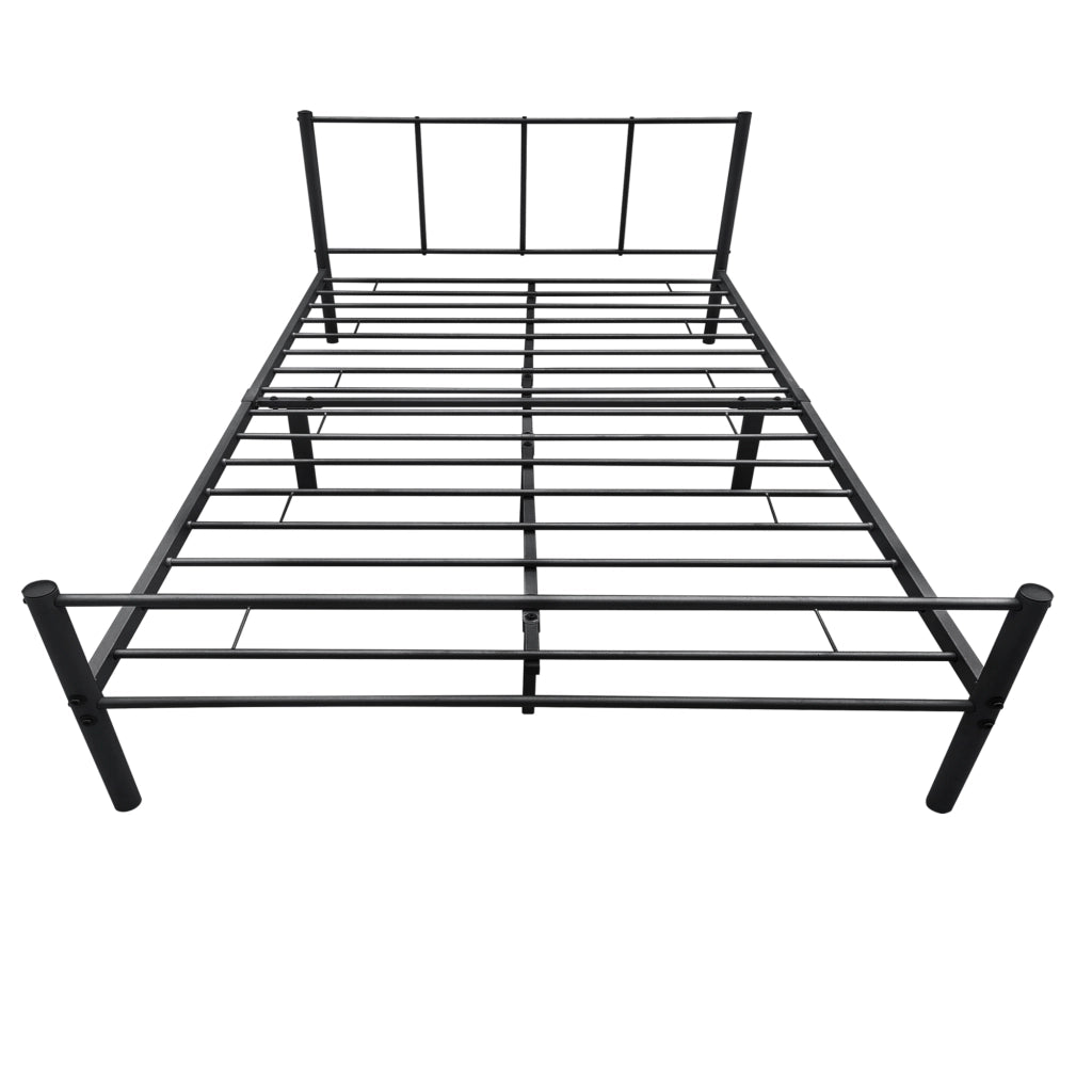 Letto Matrimoniale Laos con Materasso 160x200 cm Letto in Acciaio con Testiera e Pediera - Nero [en.casa]