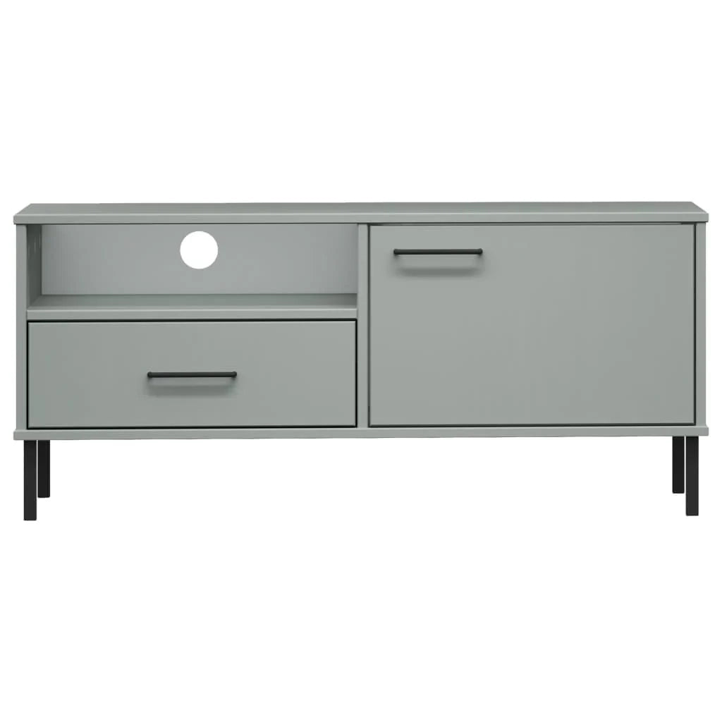 Mobile TV multimediale scaffale TV credenza mobile TV sala da pranzo soggiorno camera da letto con gambe in metallo legno di pino massiccio grigio 02_0026866