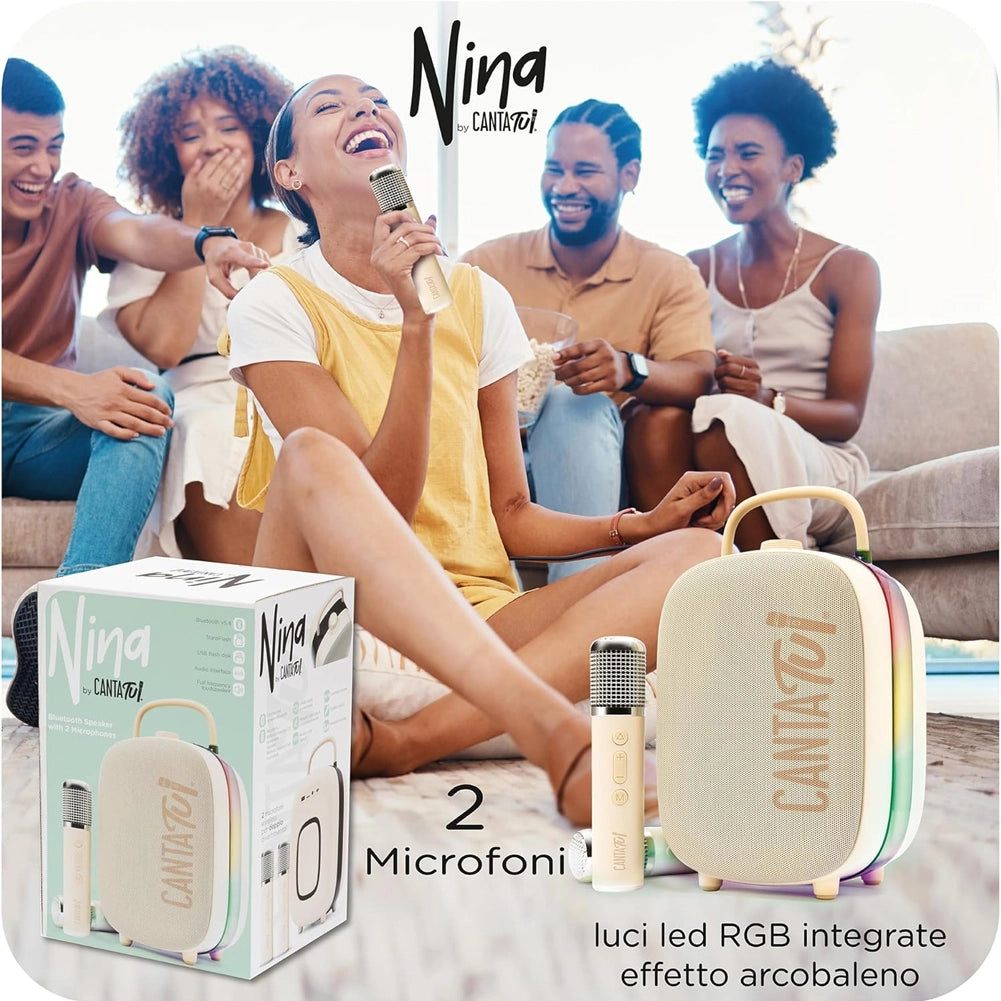 Canta Tu Nina Macchina Per Karaoke Bluetooth Con 2 Microfoni Wireless Inclusi