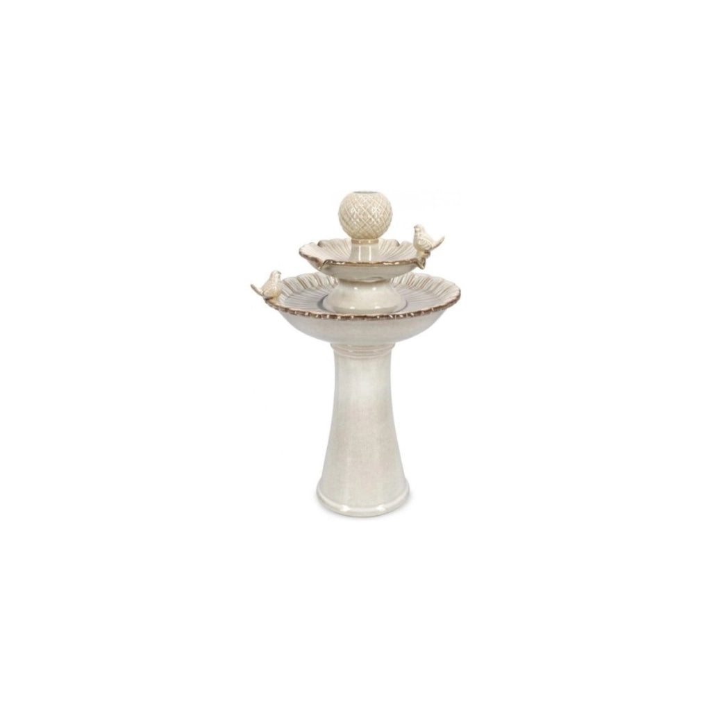 Bizzotto fontana con led e uccellini Niky beige cm 40,5 x 40,5 x 68 h