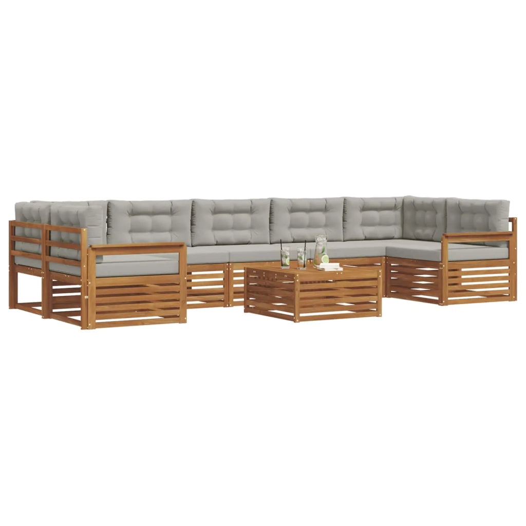 Set di divani da esterno 8 pcs Grigio Naturale e Chiaro 3373166