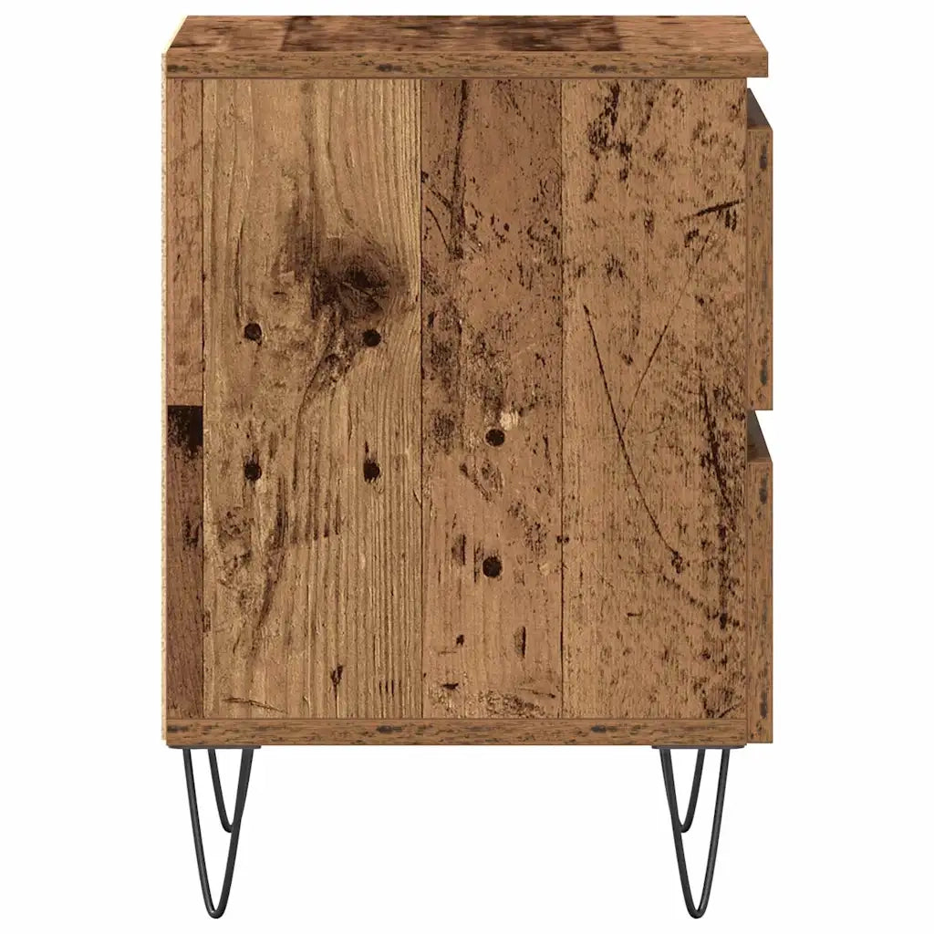 Set di 2 Comodini | Armadio da Notte | Mobiletto da notte Legno vecchio 40 x 35 x 50 cm