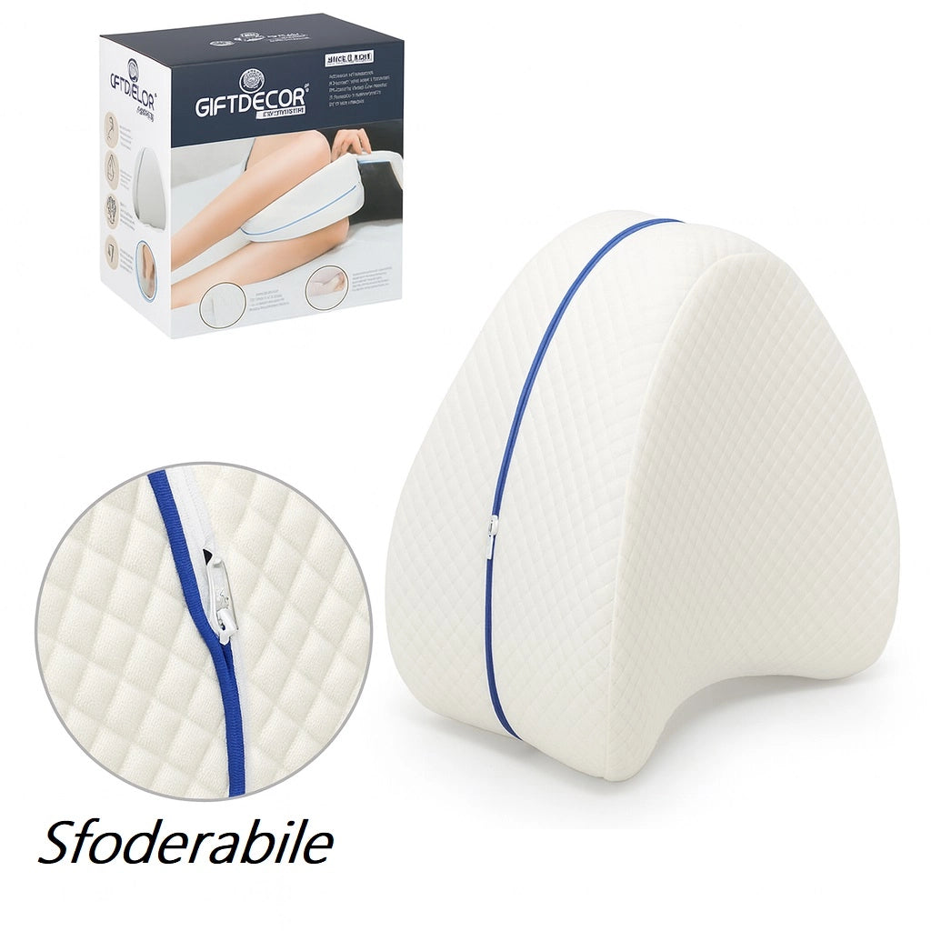 Cuscino per Gambe Memory Foam Ergonomico Sfoderabile Traspirante per Schiena e Gravidanza