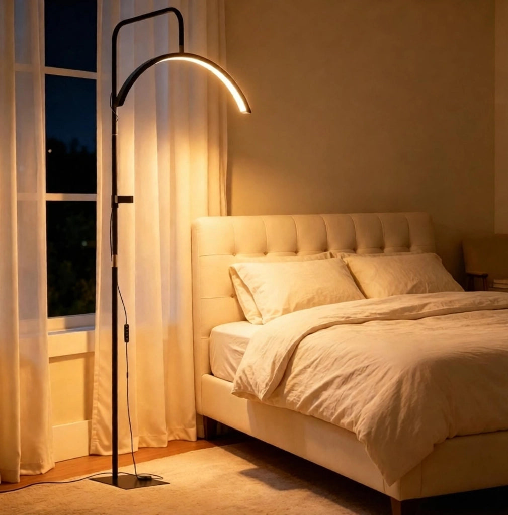 Lampada da terra LED 136-186 cm nera in ferro, testa orientabile