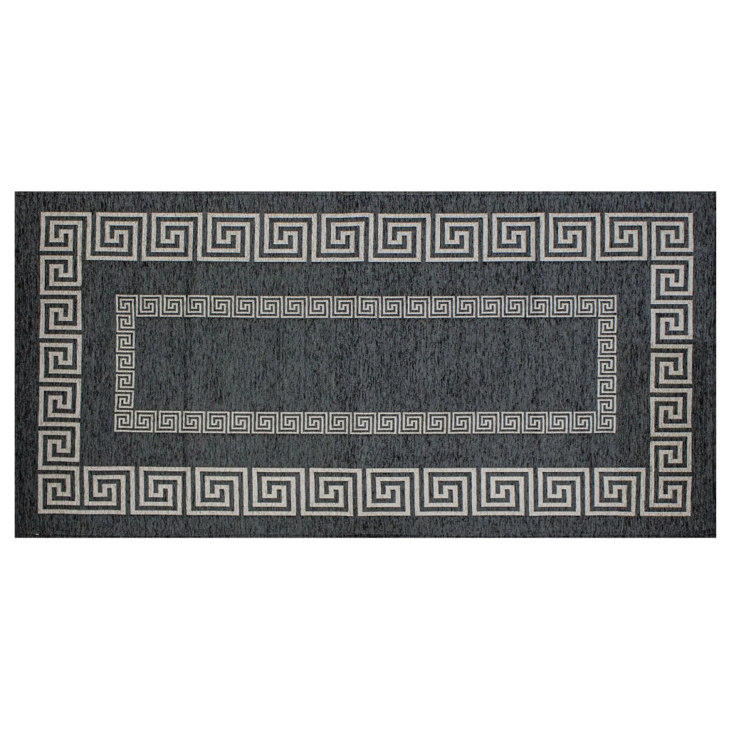 Tappeto Arredo Moderno Morbido in Ciniglia Ingresso Antiscivolo Prodotto Italiano  Soggiorno Camera Salotto Disegni Piazzati Cotone Varie Misure Grande Atena/Antracite - 160x240 cm