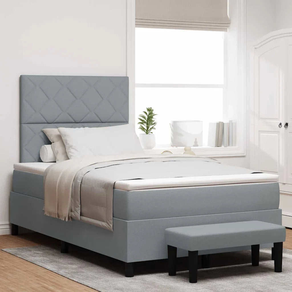 Letto a molle con testiera Grigio chiaro 120 x 190 cm Tessuto 3344128