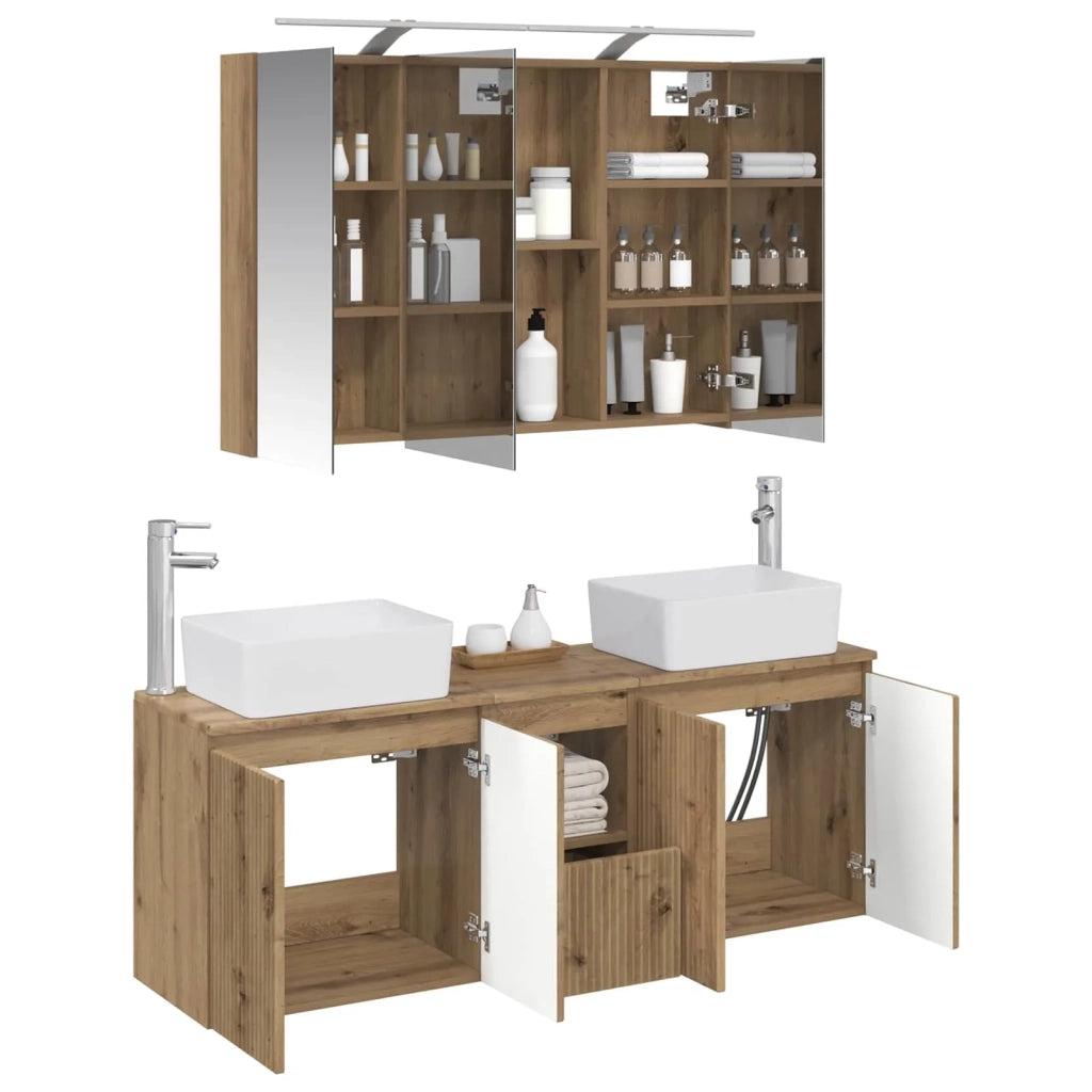 Set di Armadi da Bagno 4 pz Rovere Artigianale 3406422