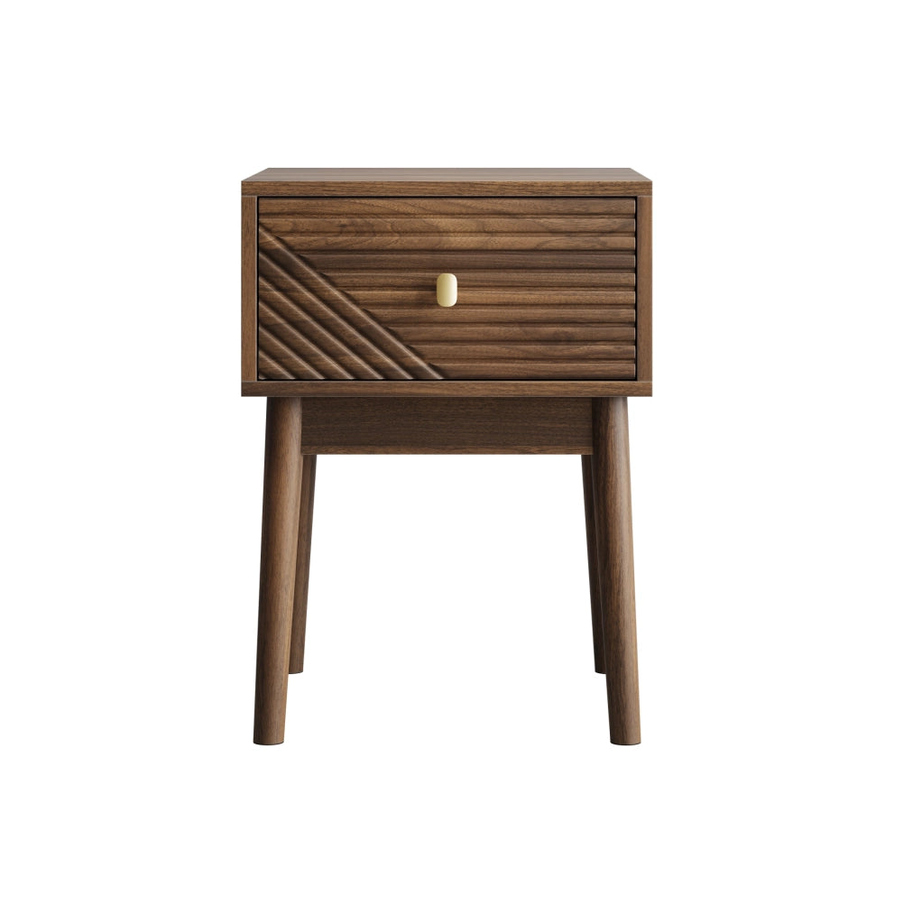Comodino ULEVR 40x40x55 cm con 2 cassetti, maniglie in metallo e finitura noce