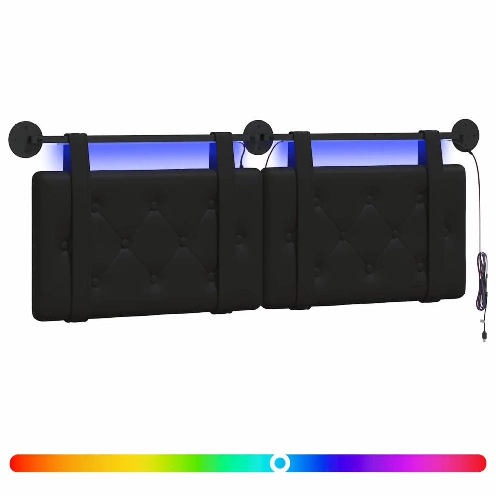 Testiera sospesa Con luce LED Nero Similpelle 3424185