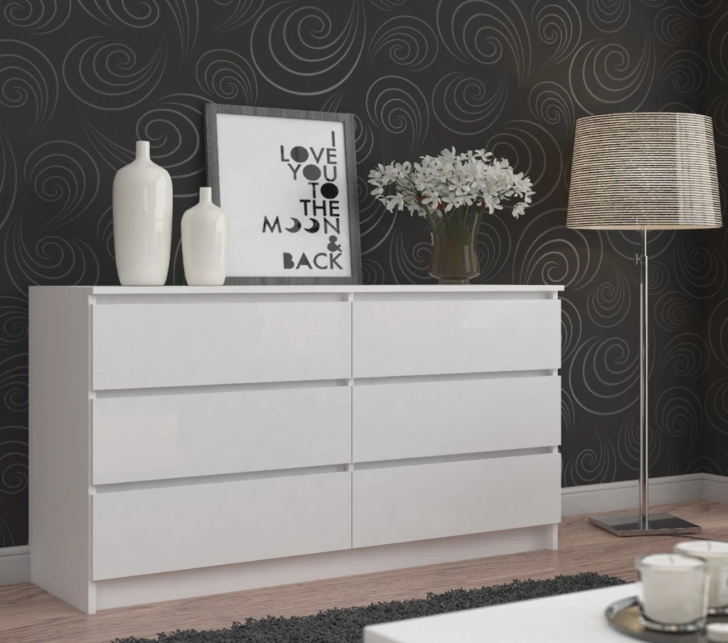 Cassettiera AKORD K160 Bianca 160 cm 6 cassetti 160x40x77 cm