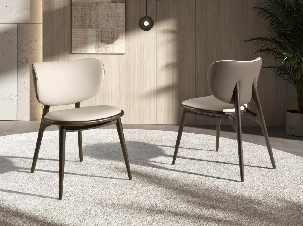 Sedia in similpelle crema e grigio scuro