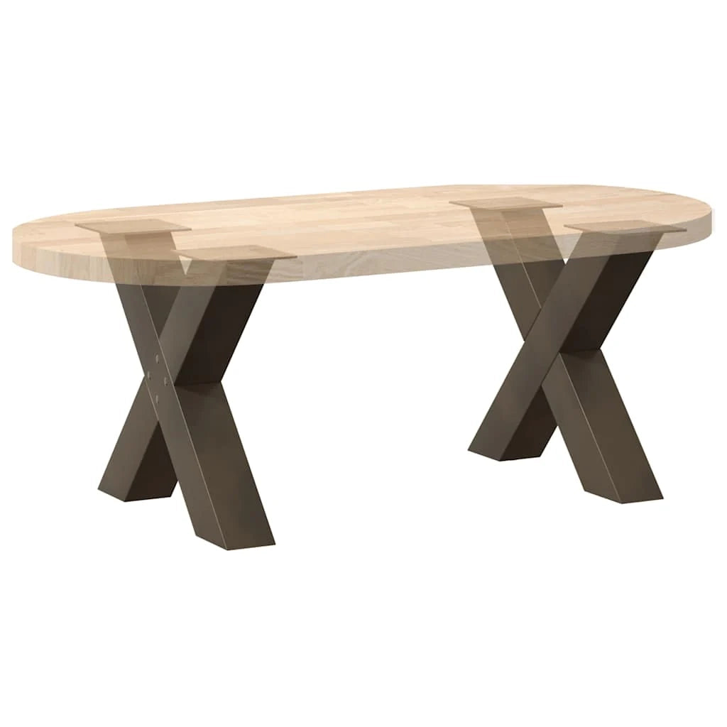 Set di 2 gambe per tavolino a X con piedini regolabili 60 x 42-43 cm in acciaio naturale 02_0057235