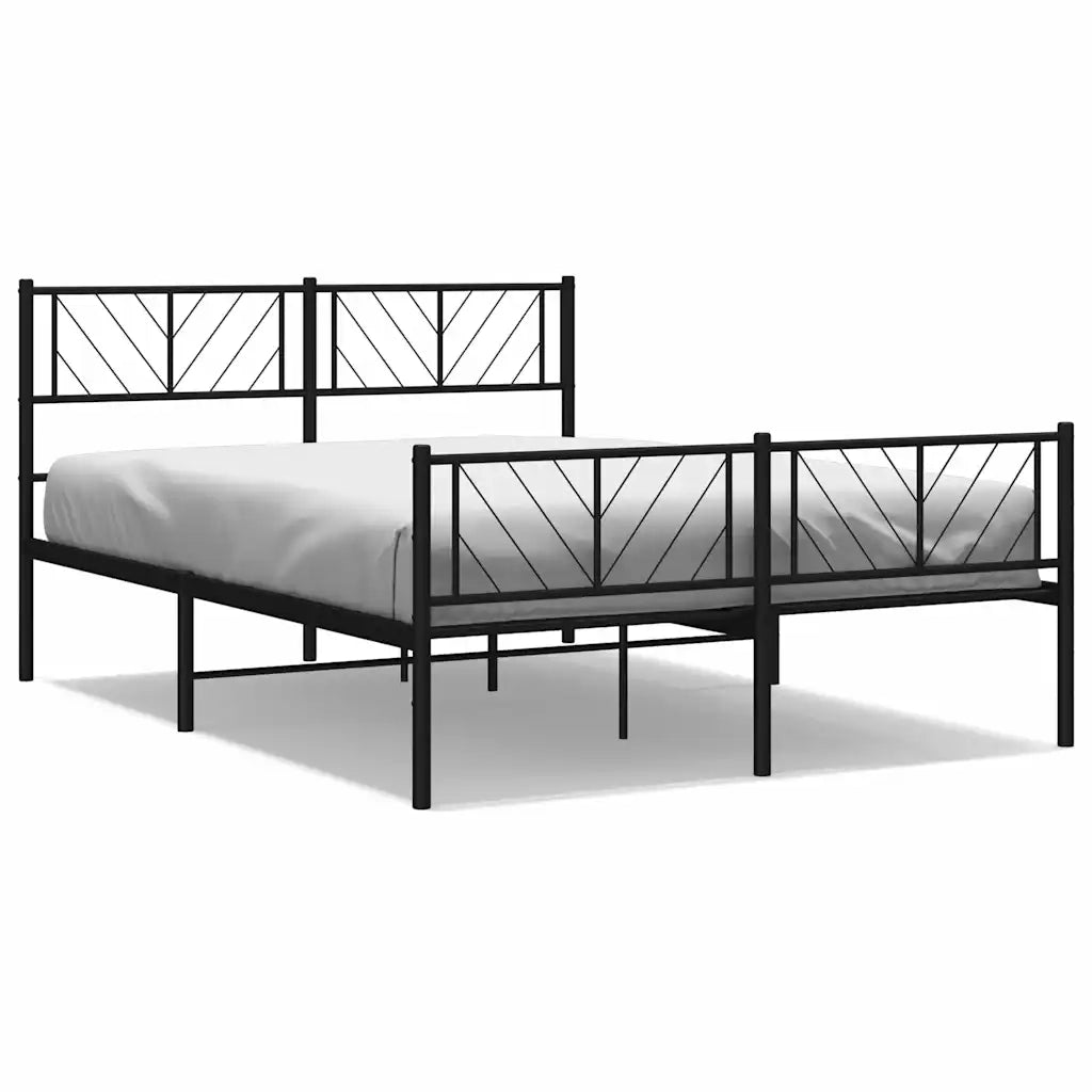 Giroletto con Testiera e Pediera-Struttura Letto Metallo Nero 150x200 cm 842415