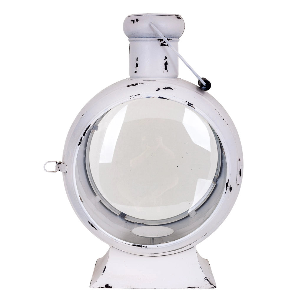 Lanterna in metallo bianco 25x38x55h