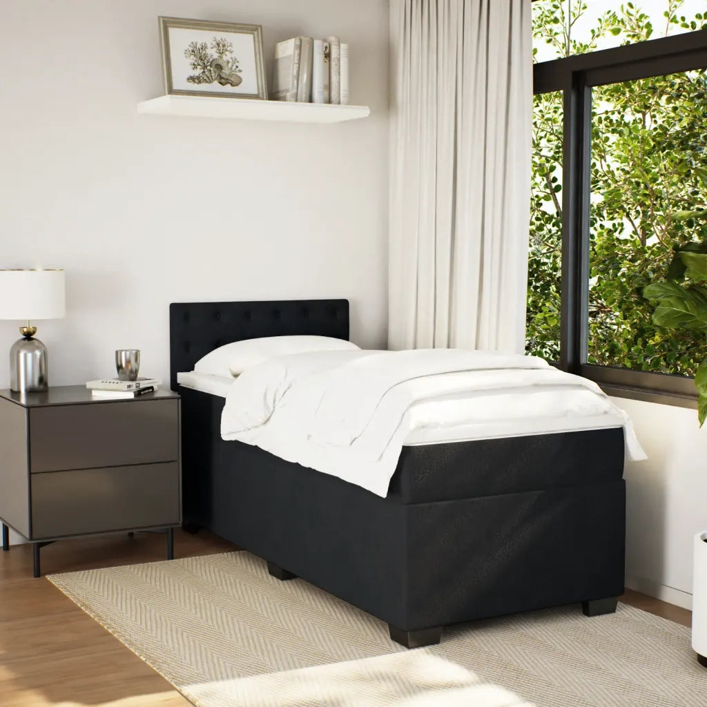 Giroletto a Molle con Materasso-Struttura Letto Nero 80x200 cm in Velluto 940920