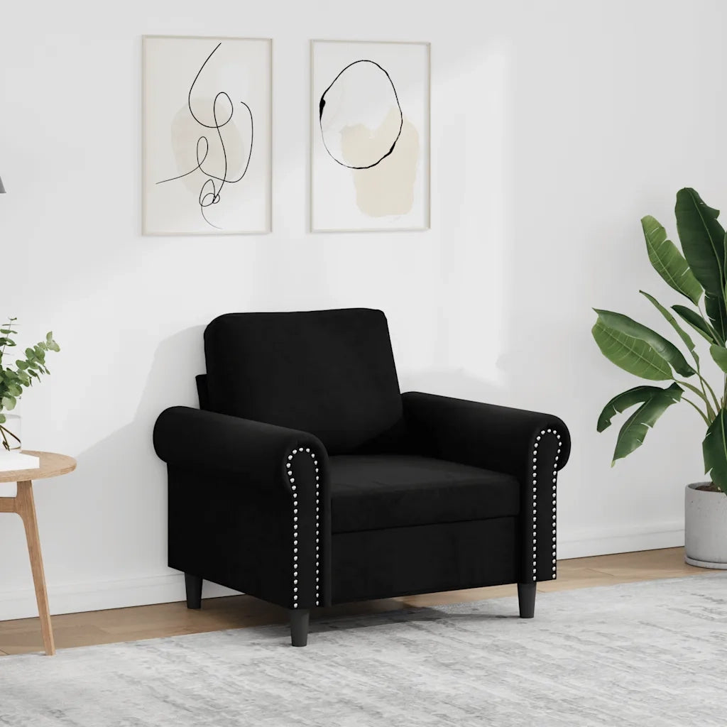 Poltrona | Sedia Relax Nero 60 cm Velluto