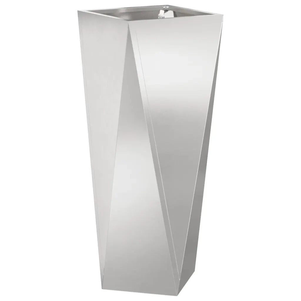 Set di 2 fioriere moderne da esterno 30 x 30 x 75 cm in acciaio inox argento 02_0053015