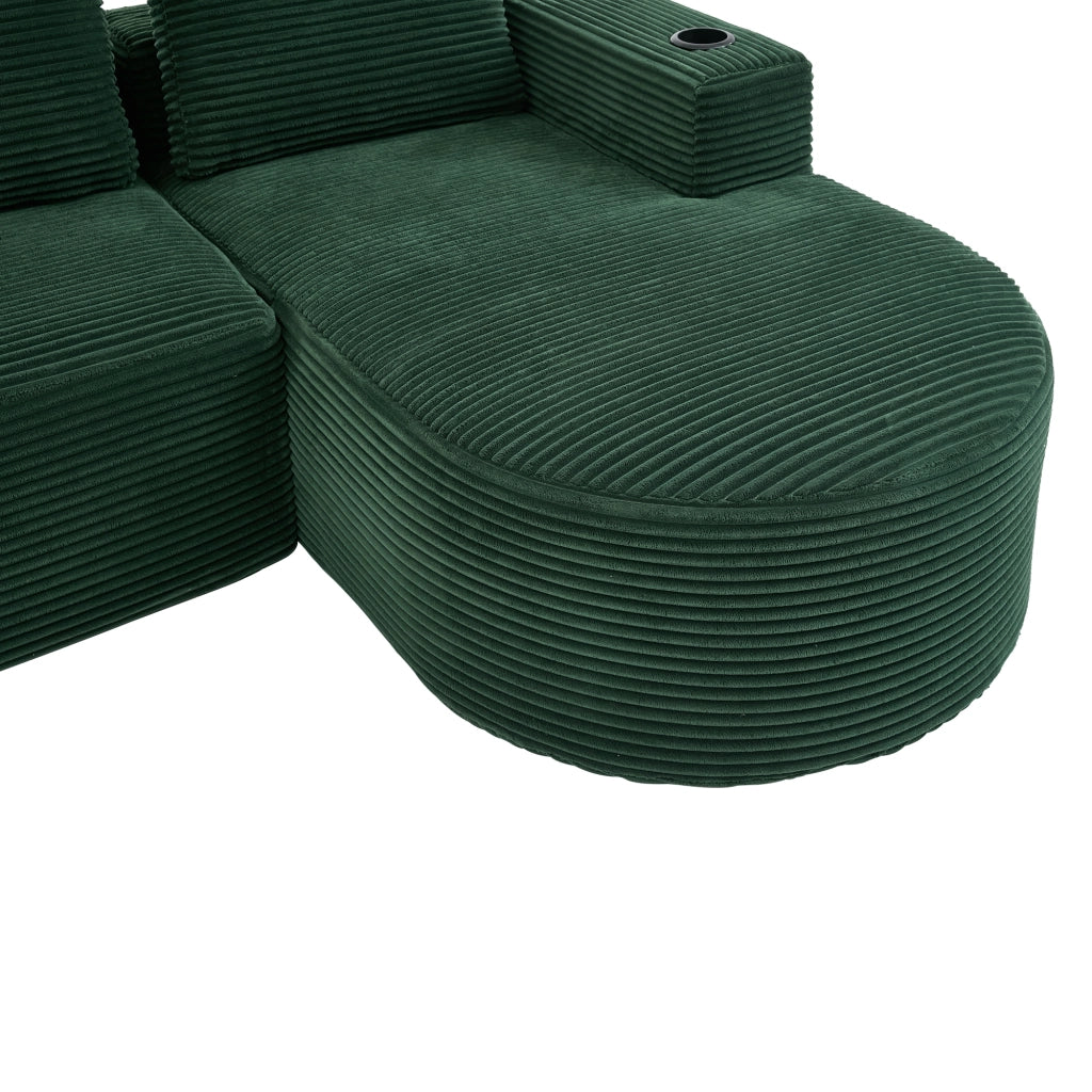 Divano 2 Posti con Cuscini e Portabicchieri ¨C MINIMAL ¨C Tessuto, 265 cm