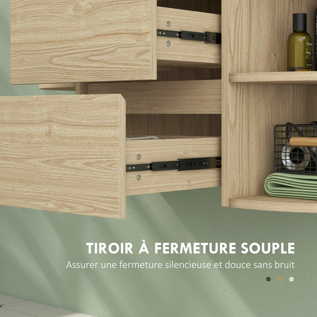 Mobile Sottolavabo Sospeso con Cassetti e Ripiani ¨C Minimal ¨C Marrone