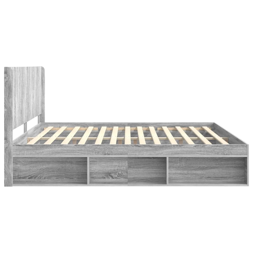 Struttura del letto con stoccaggio e testata Sonoma grigio 3413818