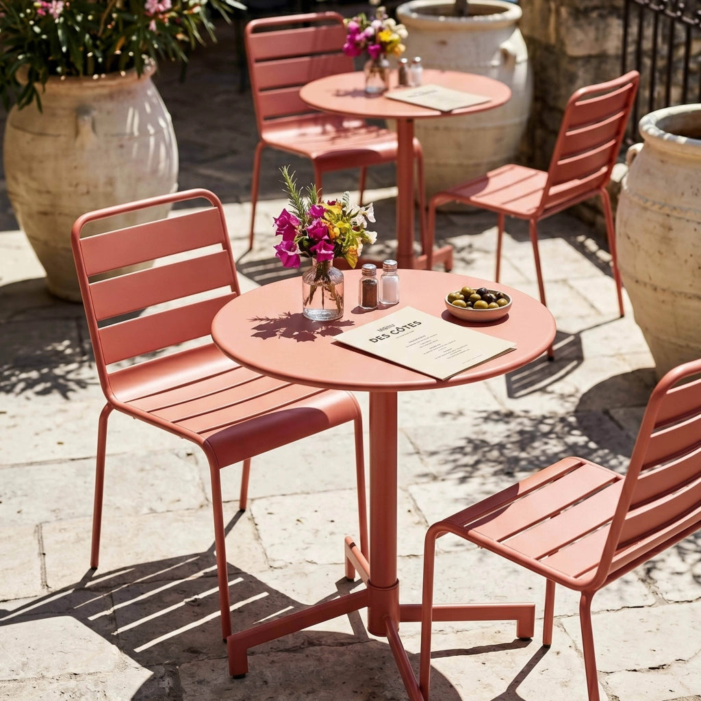 Oviala - Set da giardino con tavolo e 2 sedie in metallo argilla