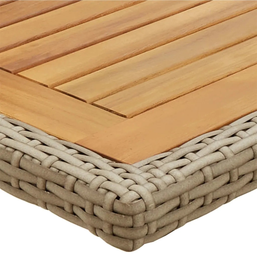 Tavolo da Giardino Beige Legno Massello di Acacia e Polyrattan 316801