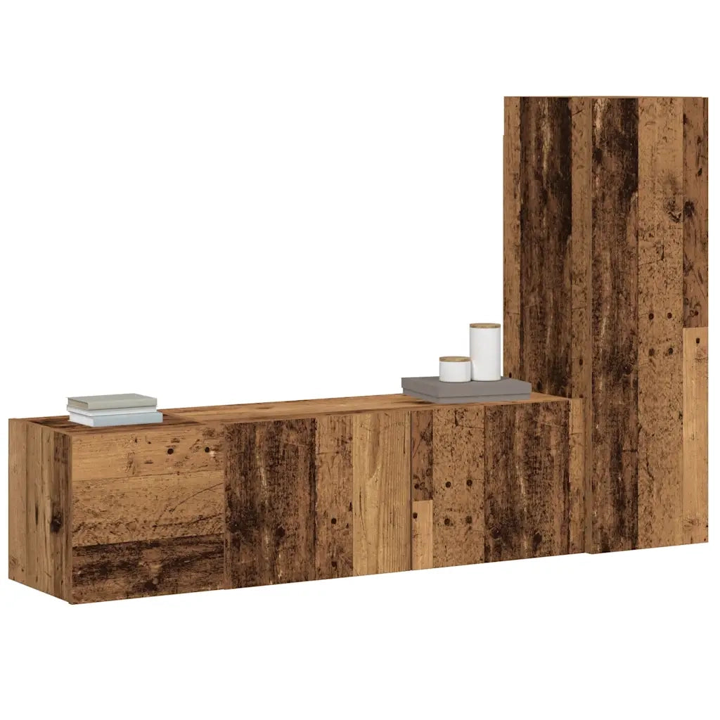 Mobili TV a Parete 3 pz | Armadietto TV | Mobile Porta TV Legno Antico in Legno Multistrato