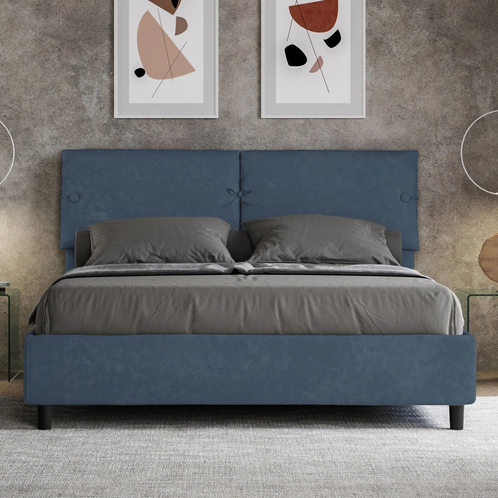 Letto Matrimoniale 160x200 cm con Rete e Contenitore Sleeper Blu