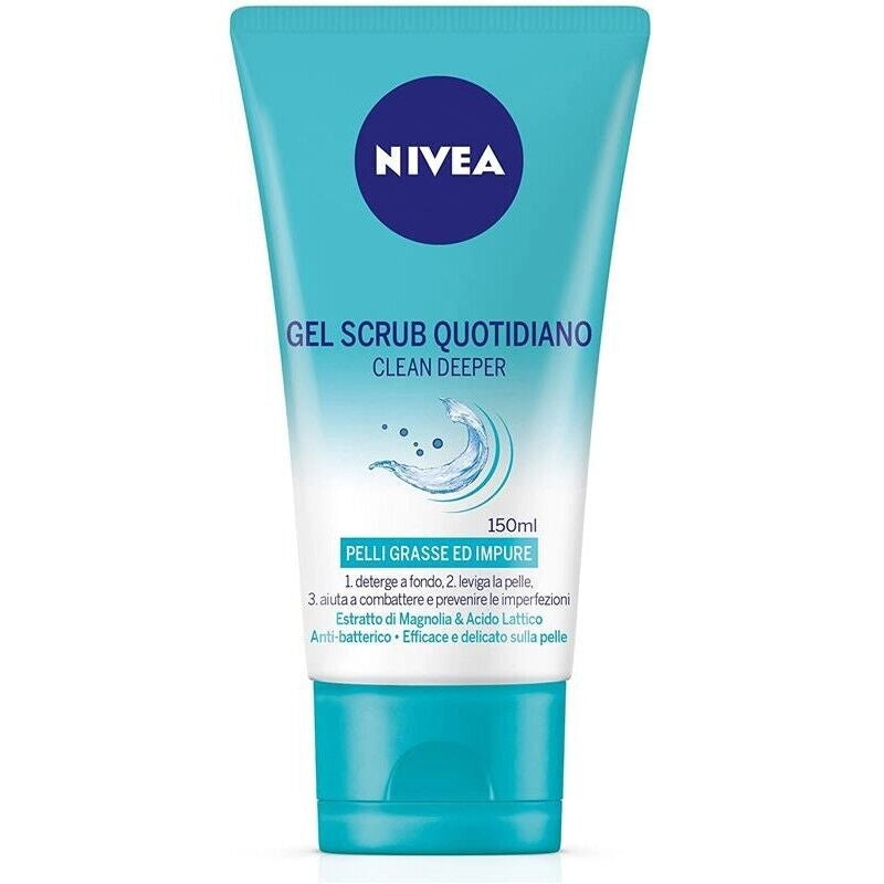 NIVEA GEL SCRUB QUOTIDIANO DA 150 ML CLEAN DEEPER PER PELLI GRASSE E IMPURE