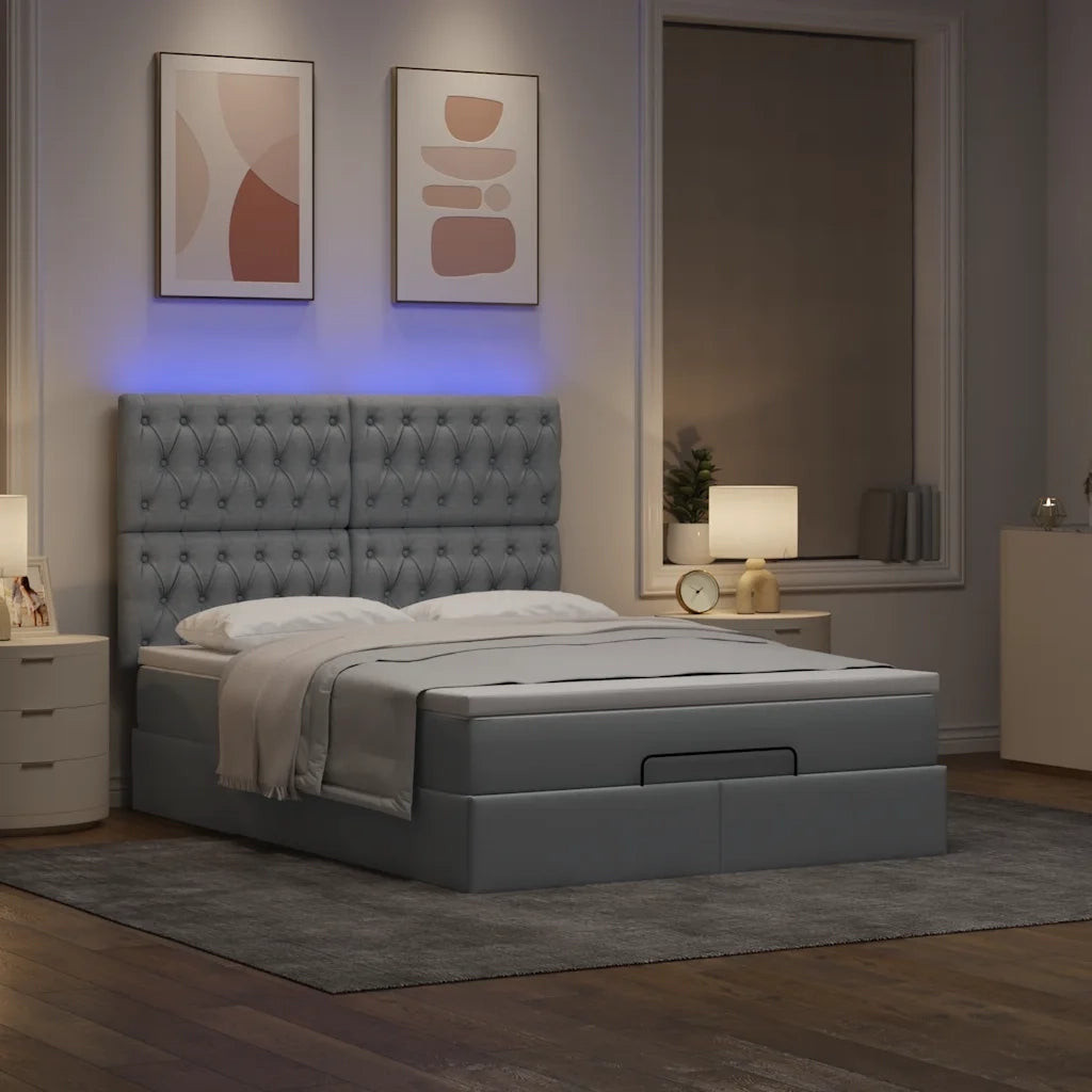 Struttura Letto Pouf con Materasso 140x190 cm in Tessuto 3314086