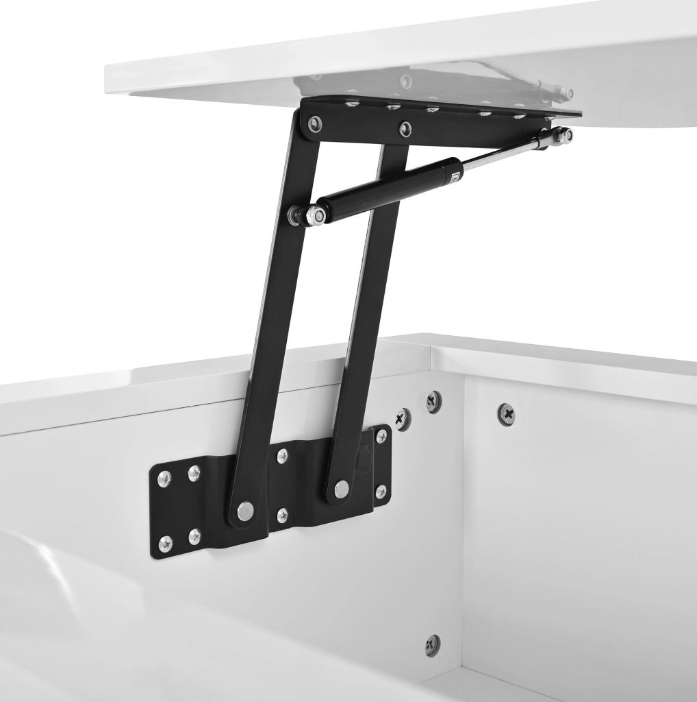 Tavolino da caff¨¨ 100x50 cm con piano sollevabile e cassetto in MDF bianco