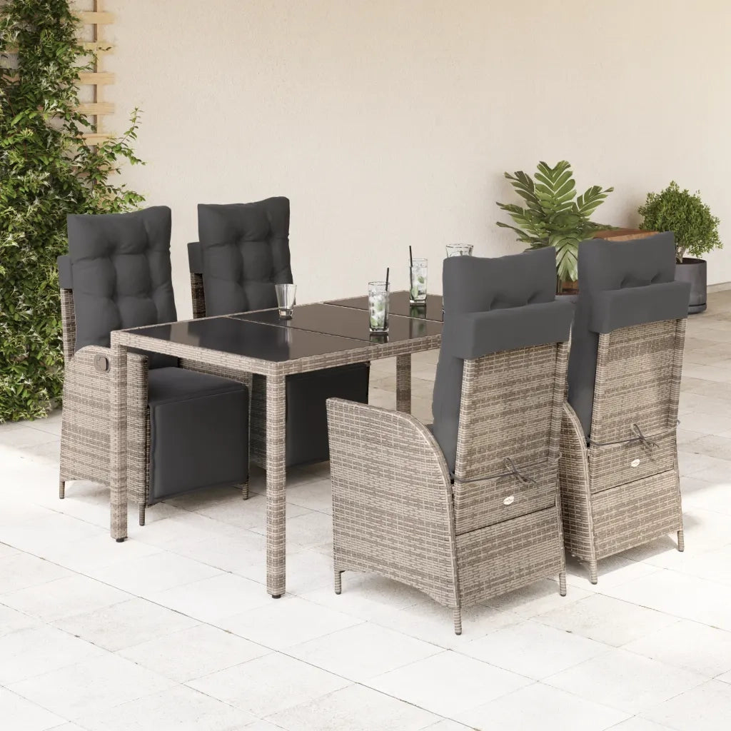 Set da Pranzo da Giardino 5 pz con Cuscini in Polyrattan Grigio 3213328