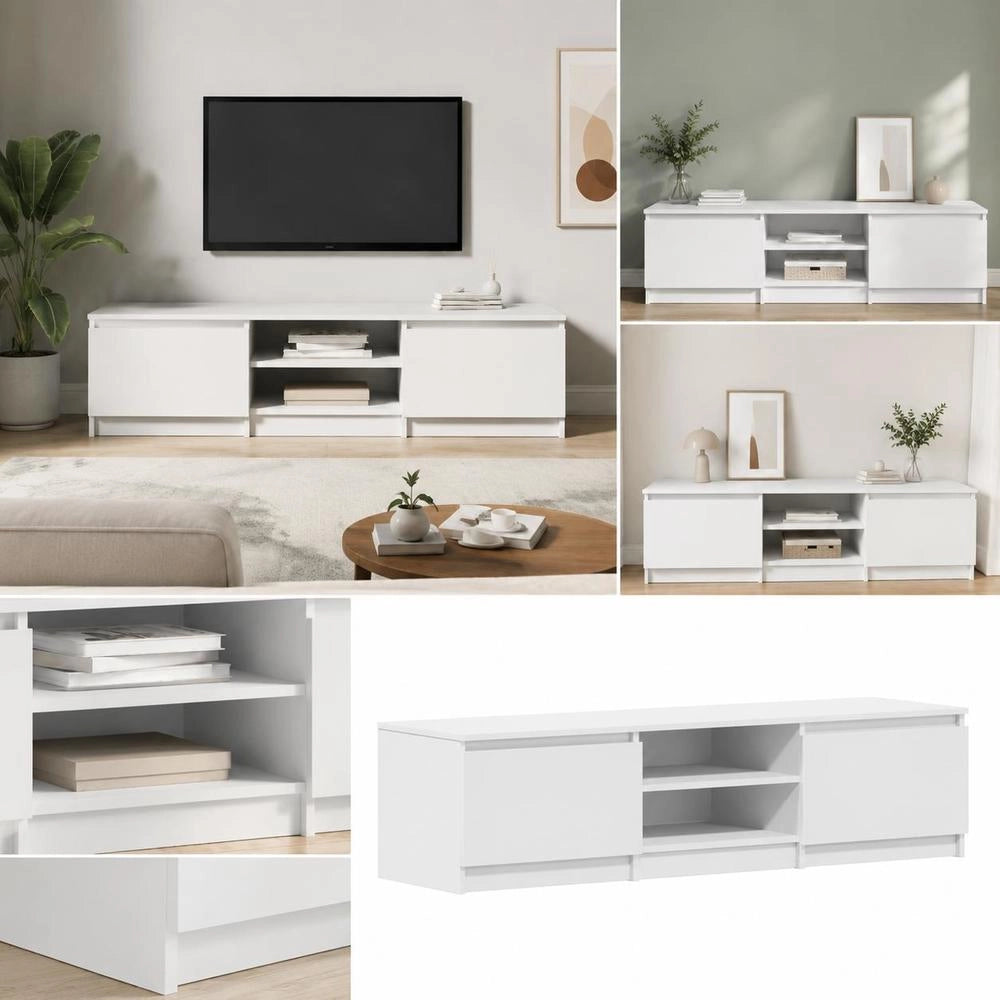 TV Cabinet White 140x40x35.5 Cm Wood-based Material
