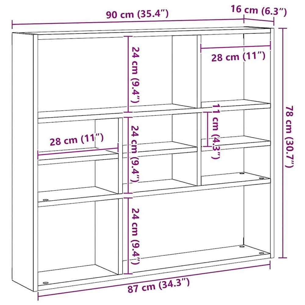 Wall Shelf White 90x16x78 Cm Wood Composite