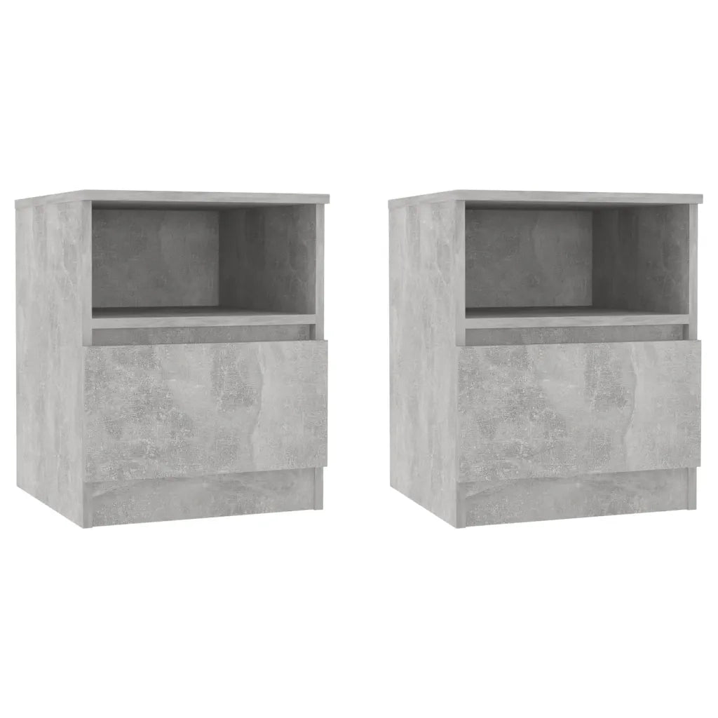 Set di 2 Comodini | Armadio da Notte | Mobiletto da notte Grigio Cemento 40x40x50 cm in Legno Multistrato