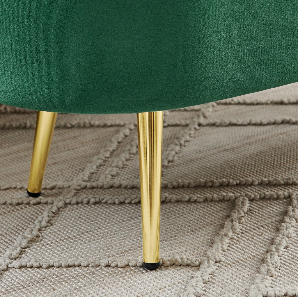 Panca contenitore multifunzione in velluto verde con telaio in legno massello e gambe in metallo, 110x40x42 cm, 20L di spazio
